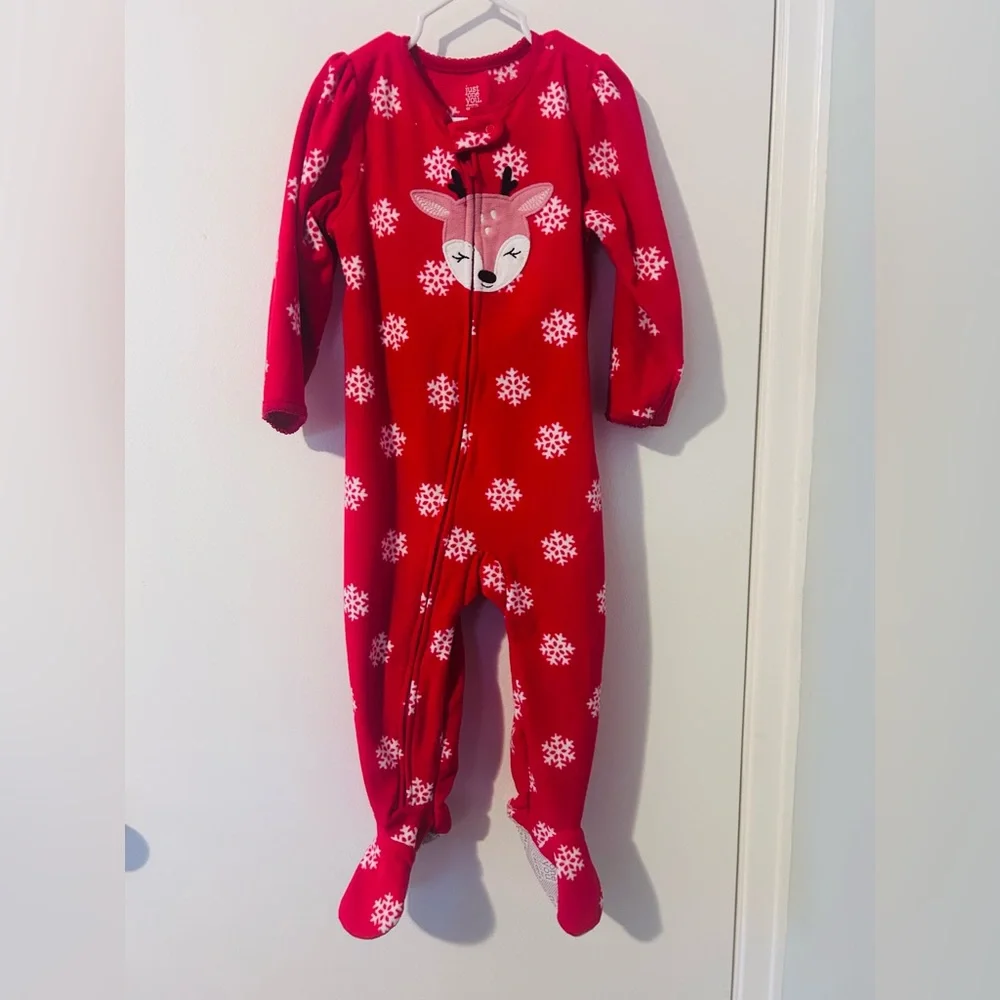 Carter’s Just One You Reindeer St Blanket/Sleeper/Romper 2 Pack,Sz 2T,Pajama Set